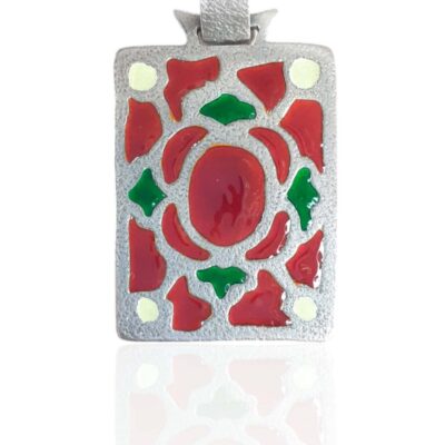 Colgante de Plata y Esmalte . Orfebrería Visigoda. Mod. Rosetón con Conchas