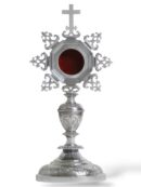 Relicario Pequeño Teca Octogonal Cruz Plana. Plata