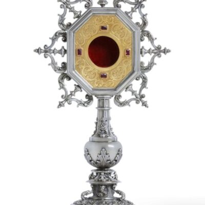 Relicario Renacimiento en Plata de Ley, Interior con Baño de Oro y Rubíes