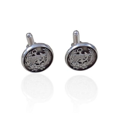 Gemelos escudo Caminos Canales y Puertos. Plata