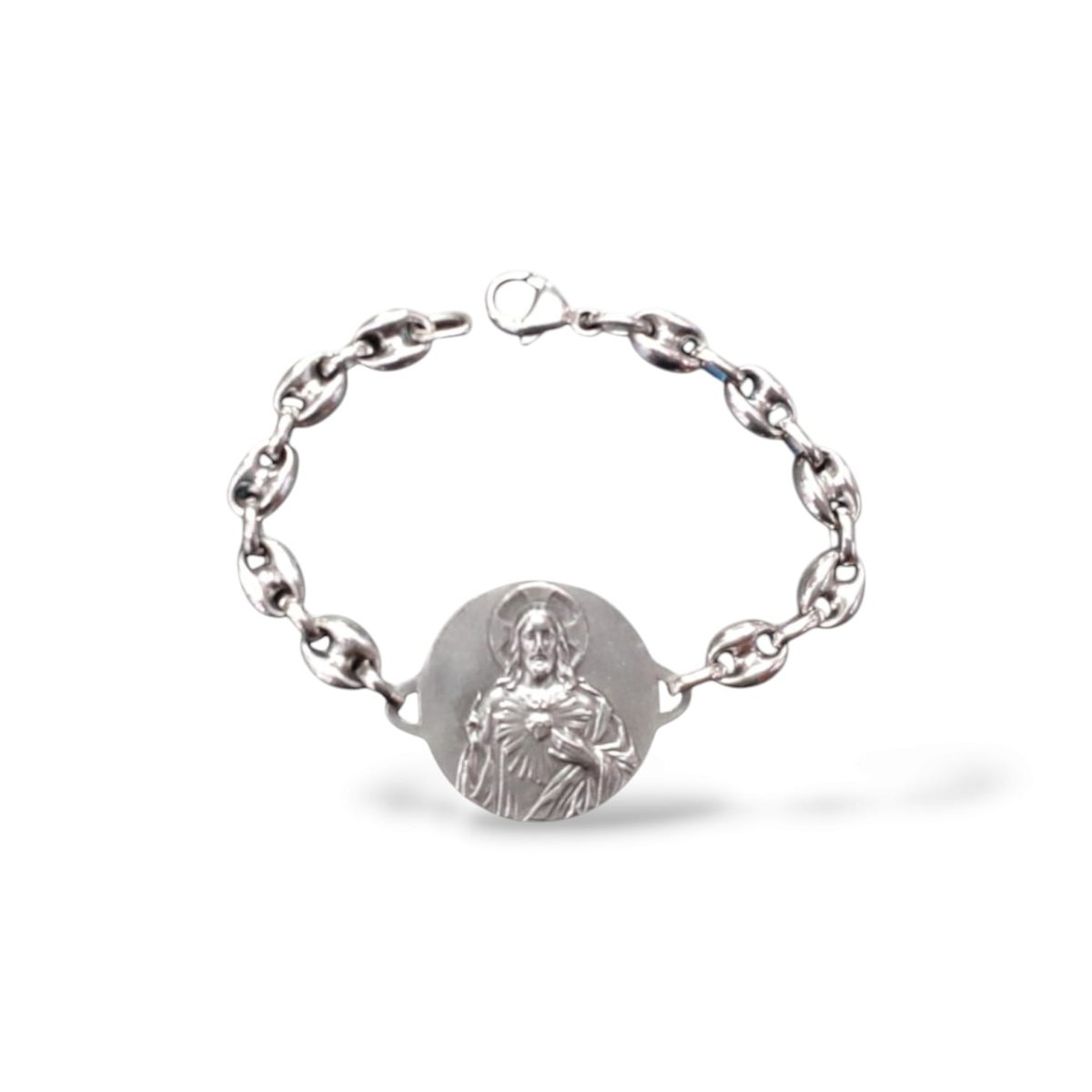 pulsera escapulario plata con medalla sagrado corazón de jesús joyeria-plata-granada