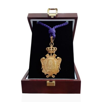 medalla de catedrático, decano y vicedecano en caja de madera joyeria-plata-granada