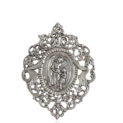 medalla de cuna ángel de la guarda grande. plata